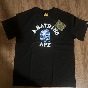 A Bathing Ape Black T-Shirt blue camo